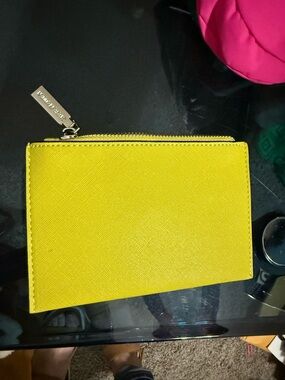 Michael Kors Bright Yellow Saffiano Zip Card Wallet